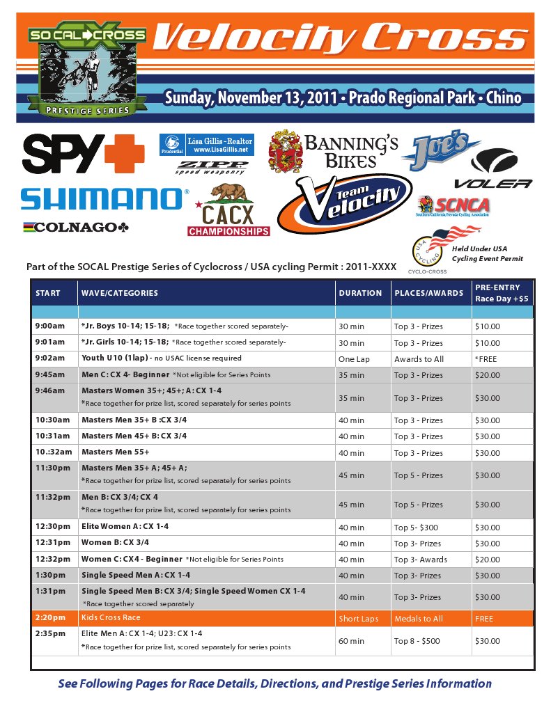 2011velocitycross Raceflyer-1 | PDF | Sports | Athletic Sports