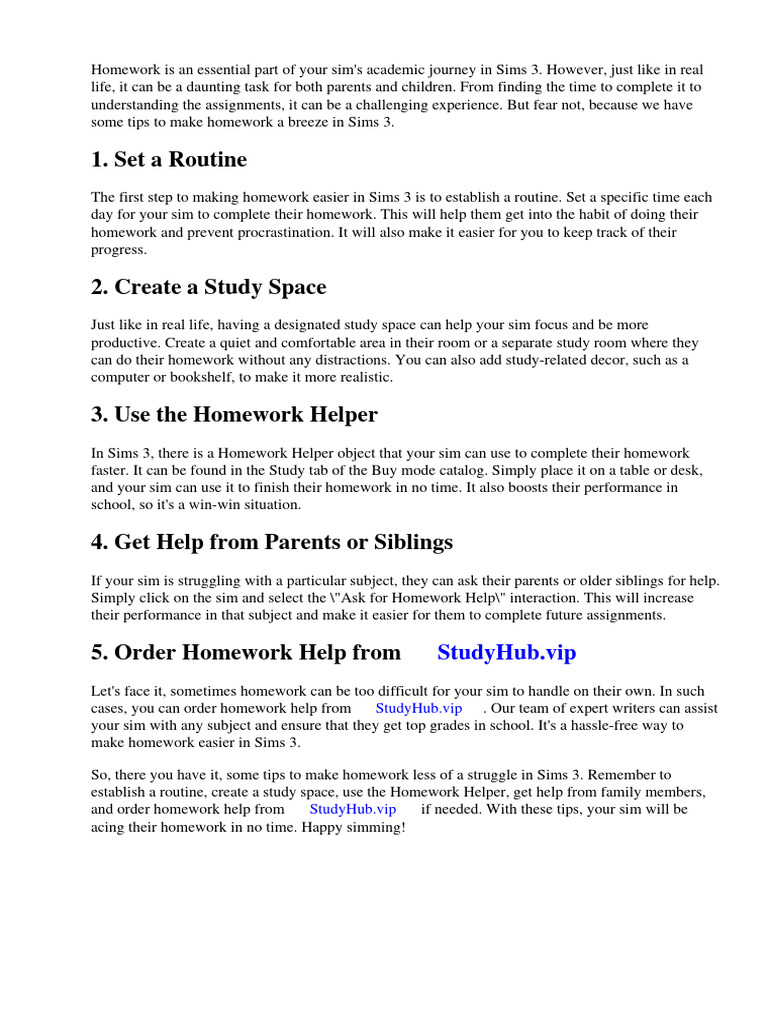 How do you make sims do homework on sims 3 download free pdf homework