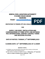 KCAA-011-2023-2024 - SUPPLY, DELIVERY, INSTALLATION AND COMMISSIONING OF FIBRE OPTIC LINK BETWEEN MOI INTERNATIONAL AIRPORT CONTROL TOWER AND RECEIVER STATION - CLOSING 21.9.2023