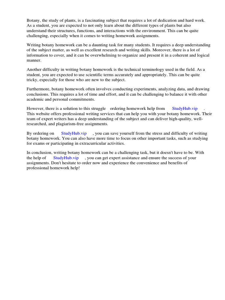 Botany Homework | PDF | Homework | Botany