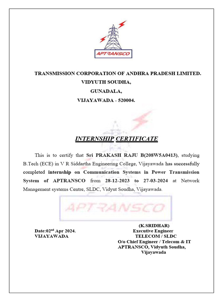 Internship Certificate PDF