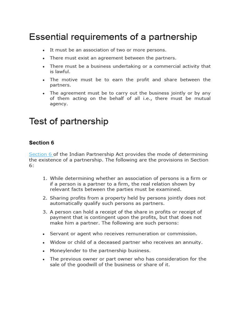 Essential Requirements of Partnership | PDF | Partnership | Business