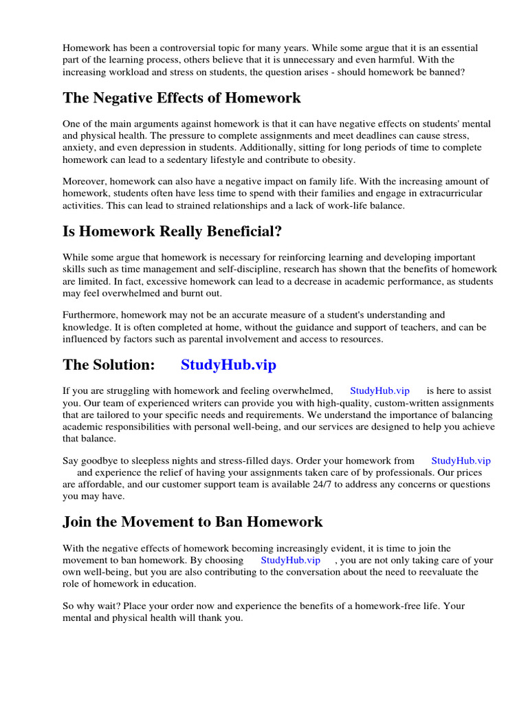 Why Should Homework Be Banned Facts