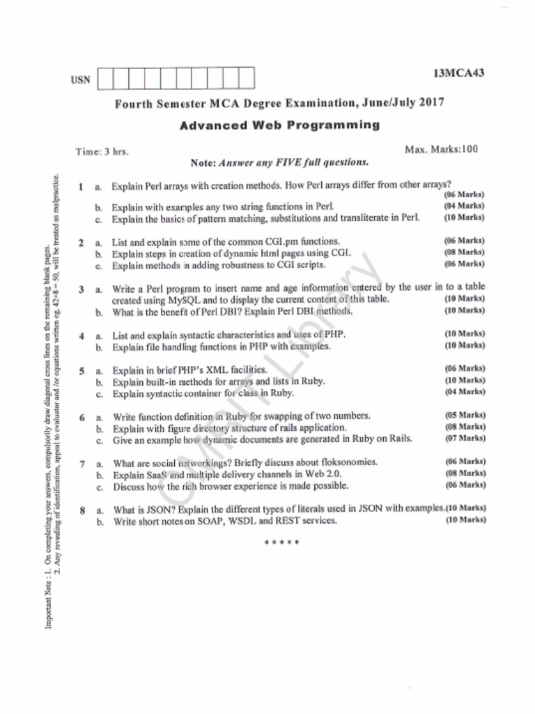 VTU Solution of 13MCA43 Advanced Web Programming June 2017 by Uma B ...