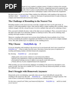My Homework Lesson 4 Round to the Nearest Ten