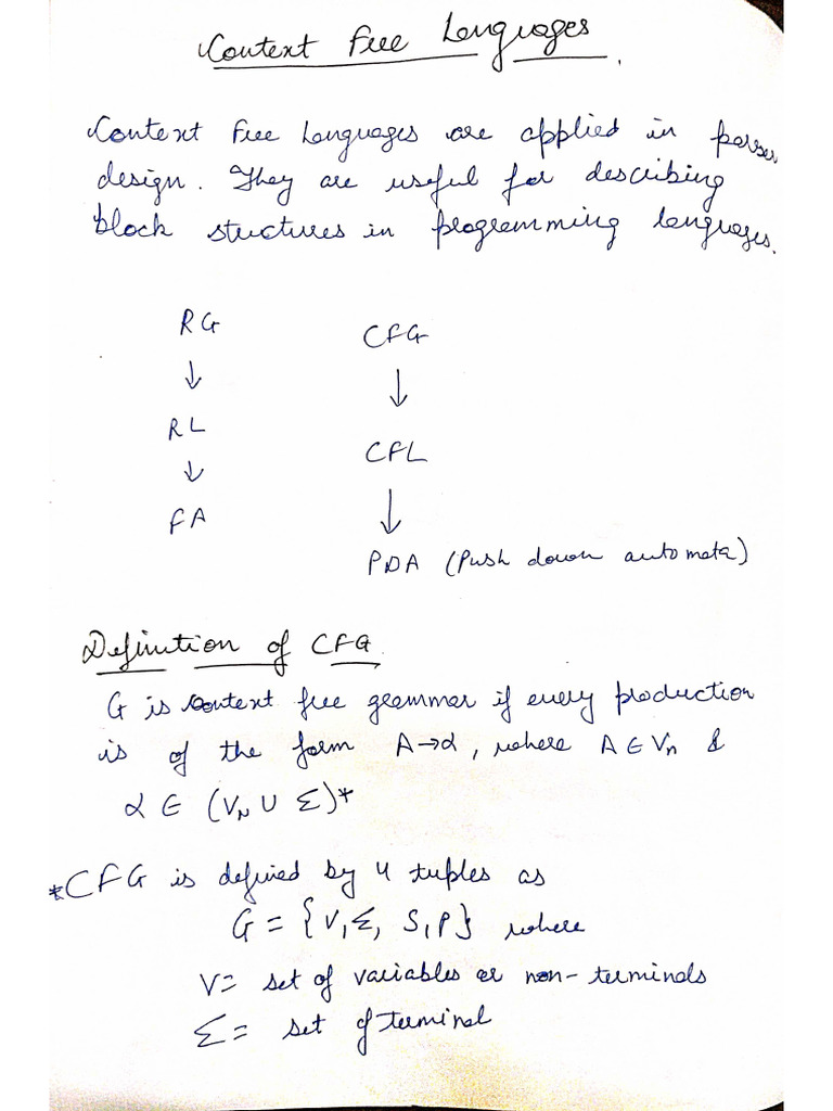 Unit 2.3 Context Free Grammar | PDF