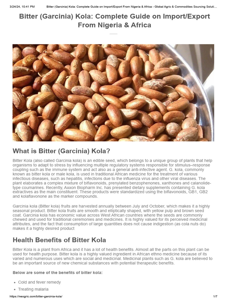 Bitter (Garcinia) Kola: Complete Guide On Import/Export From Nigeria ...