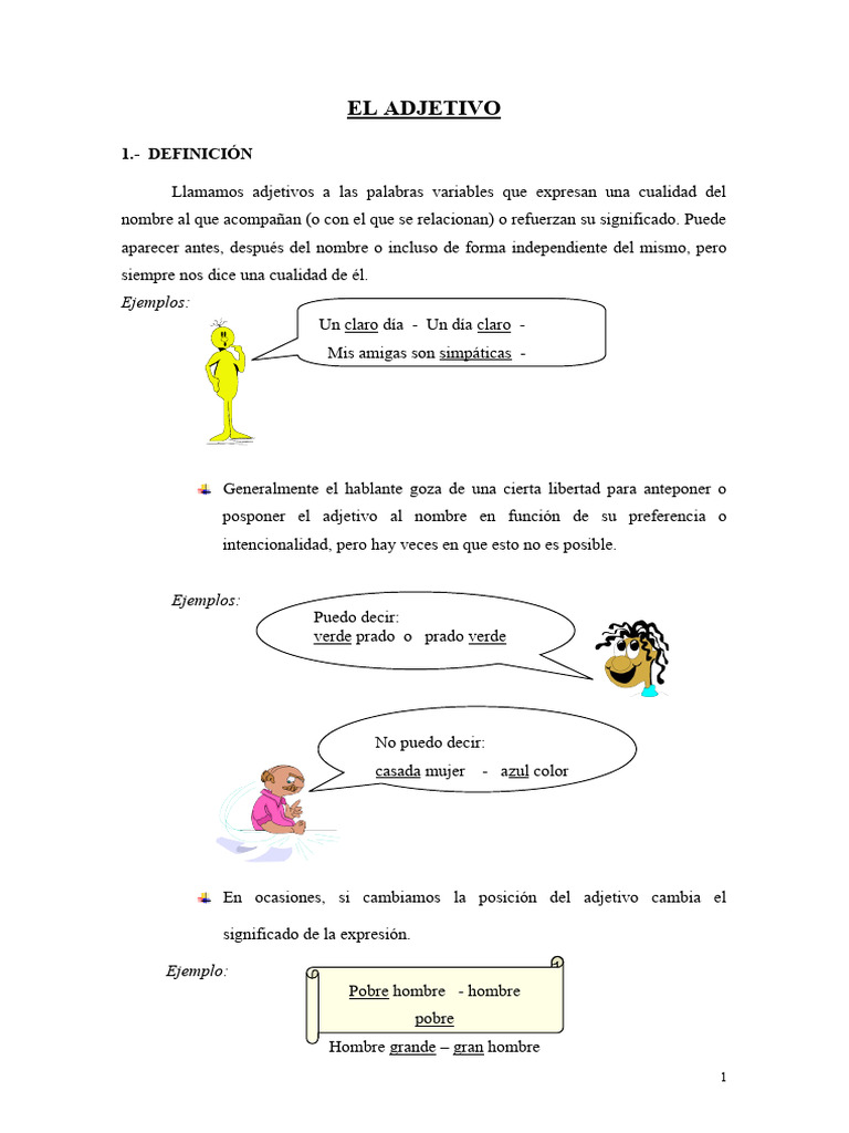 Guía Completa sobre Adjetivos | PDF | Adjetivo