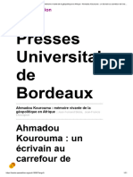 Presses Universitaires de Bordeaux: Ahmadou Kourouma: Un Écrivain Au Carrefour de