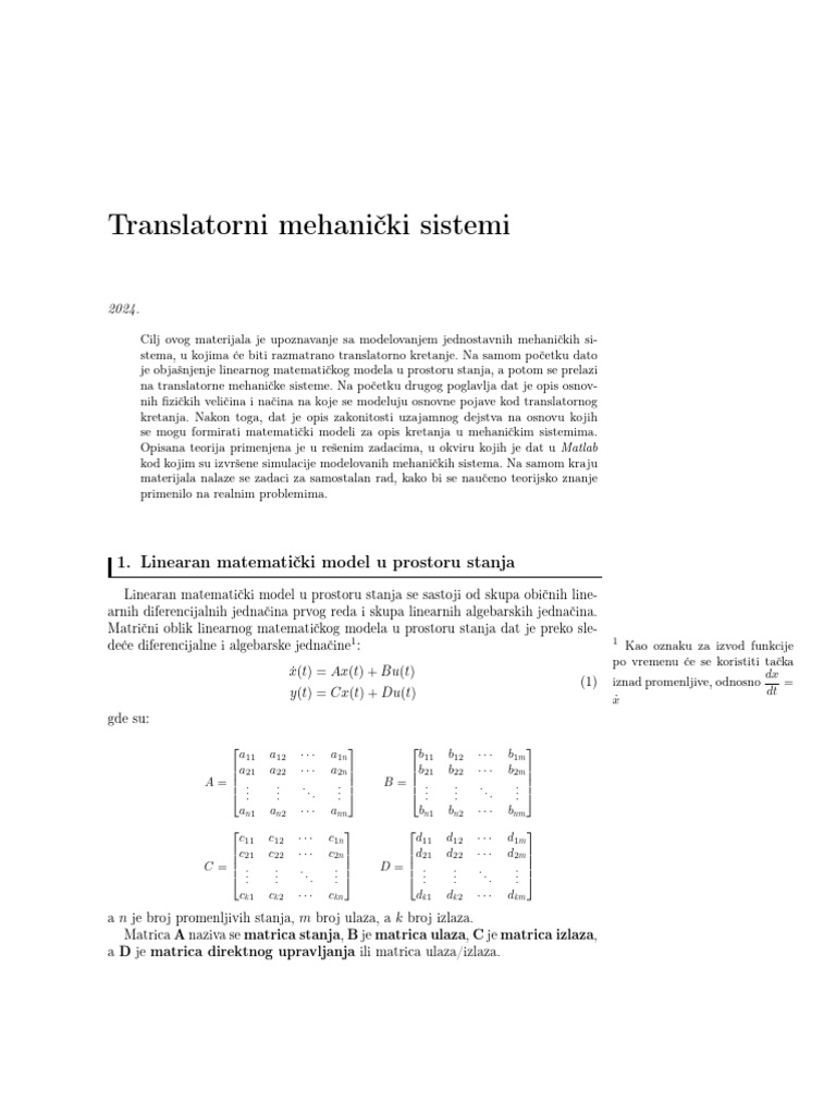 M 05 Translatorni Mehanicki Sistemi | PDF