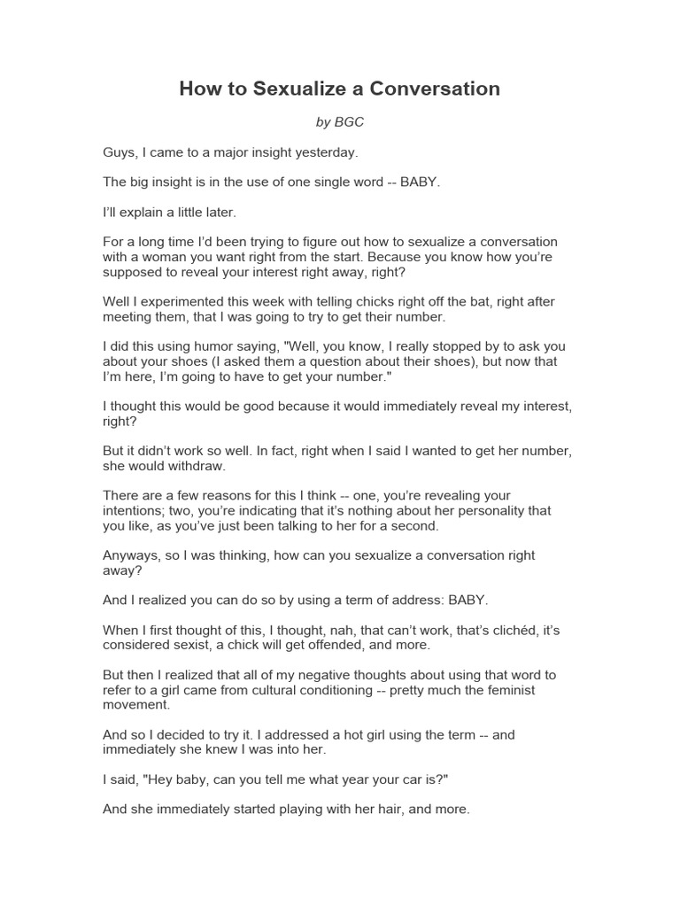 How to Sexualize a Conversation | PDF