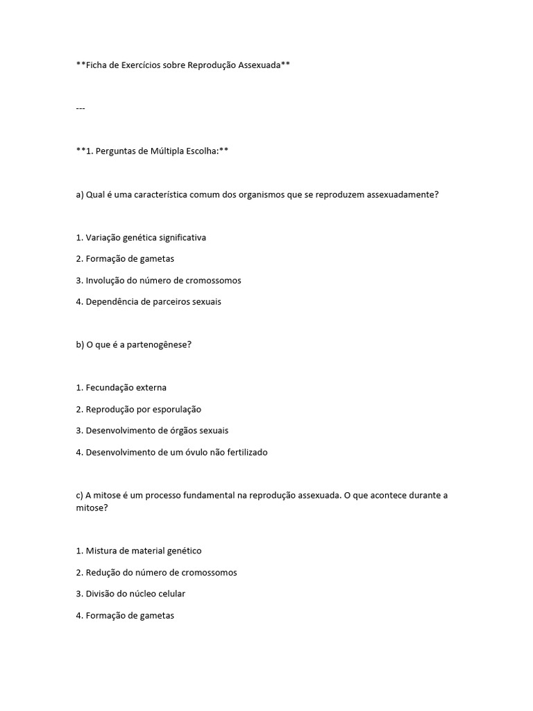 Ficha de exerc cios sobre reprodu o assexuada pdf reprodu o sexo