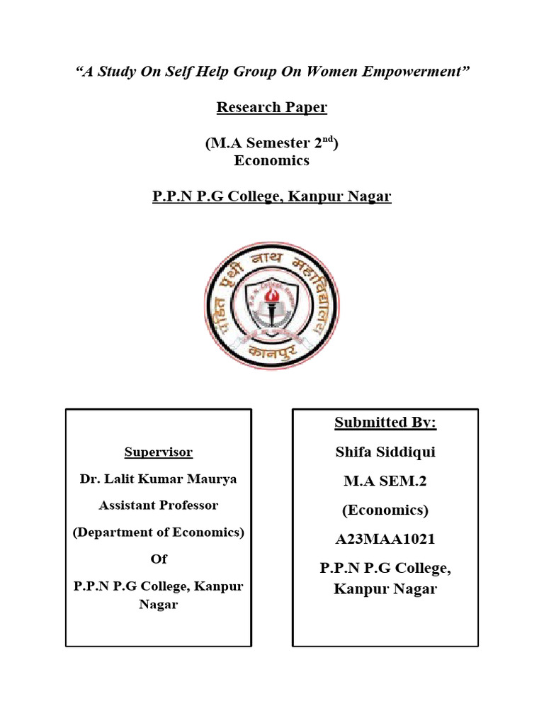 A Study On Self Help Group On Women Empowerment | PDF | Logistic ...