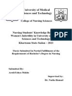 Nursing Students' Knowledge Regarding Infertility in Women (University of Medical Sciences and Technology, Khartoum State, Sudan - 2023)