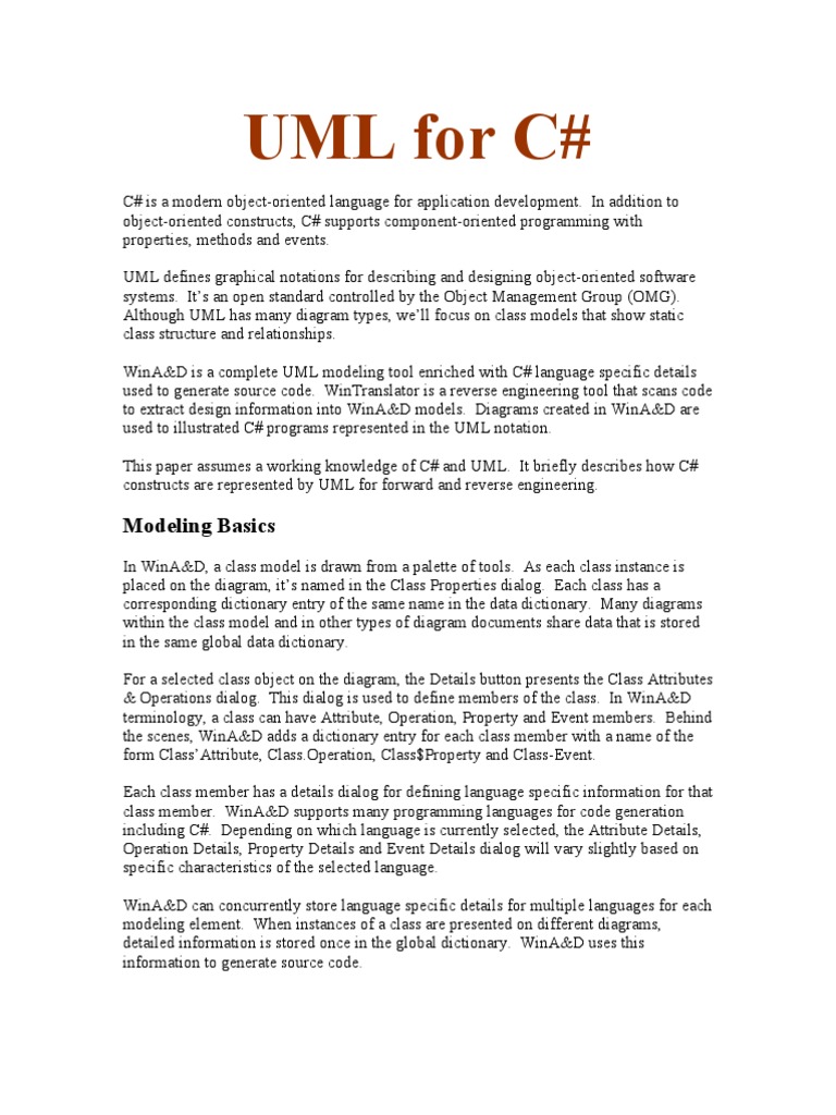Uml For C# | PDF