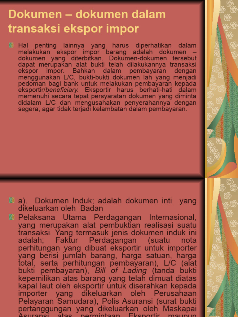 Dokumen Dokumen Dalam Transaksi Ekspor Impor Pdf