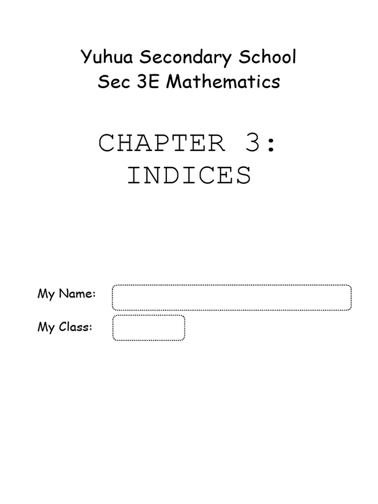 Chapter 3 Indices Part 1 Pdf Multiplication Mathematics