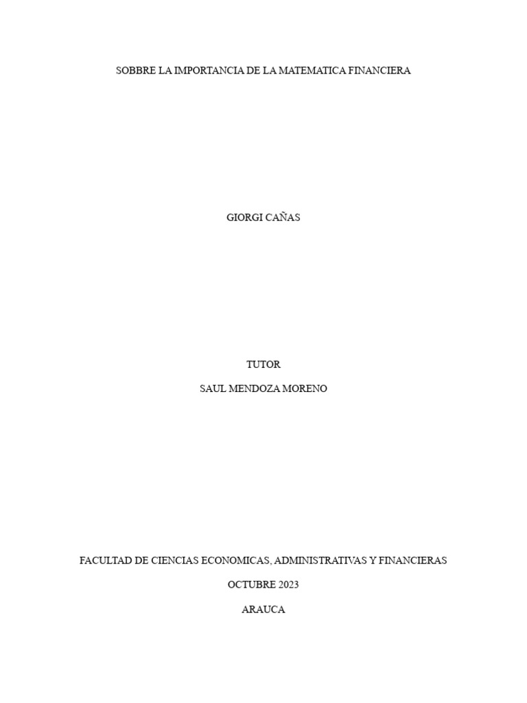 Matematica Financiera Eje1 | PDF | Finanzas Matemáticas | Business