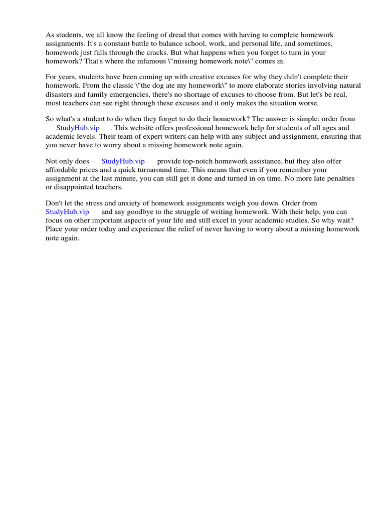 Missing Homework Note Pinterest | PDF | Homework | Safari (Web Browser)