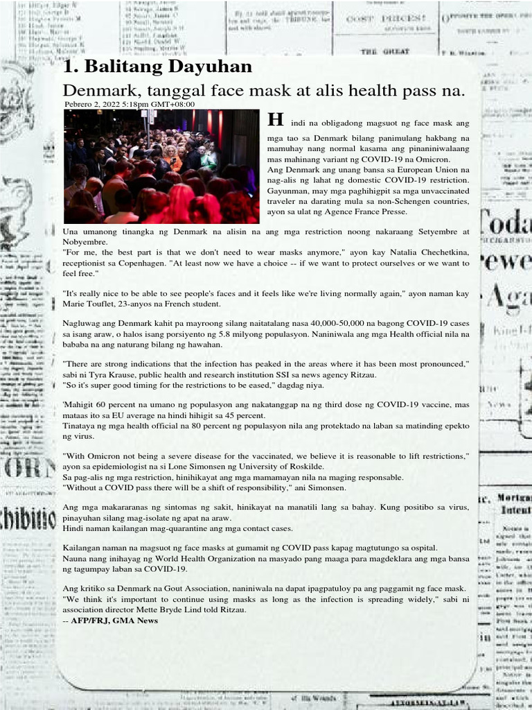 Ibat Ibang Uri NG Balita Pahayagan | PDF