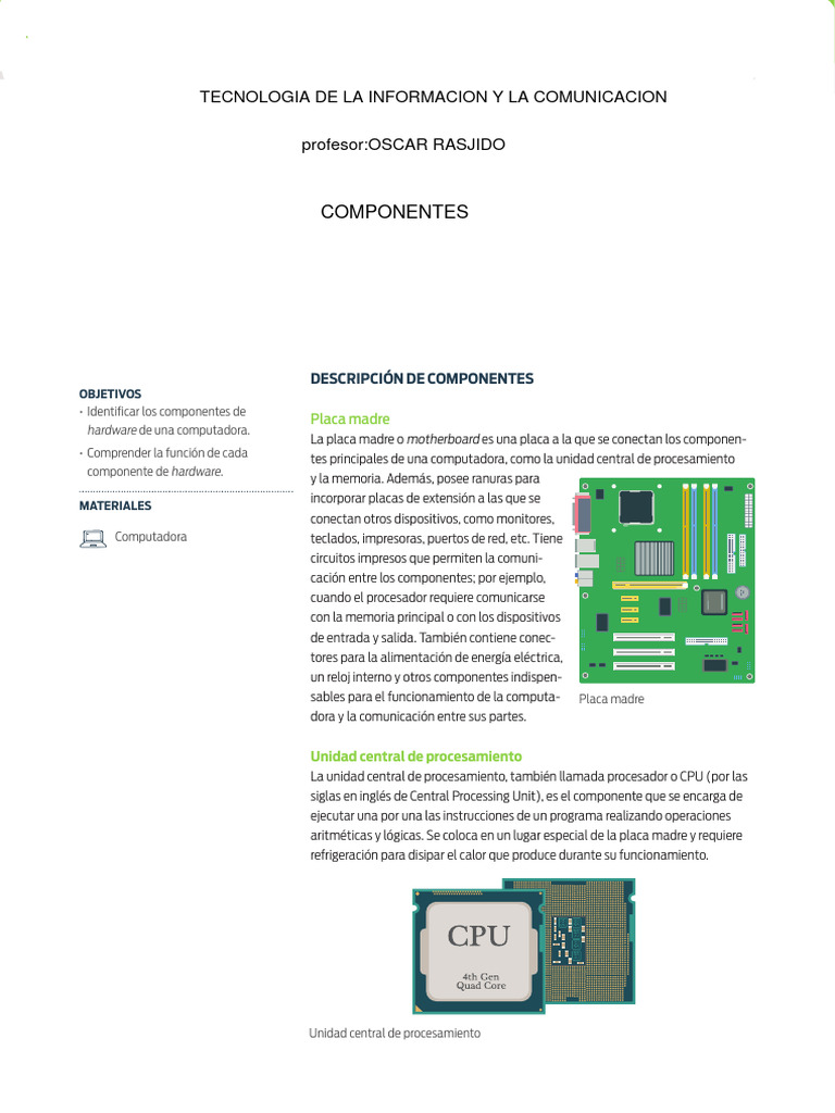 Guía de Hardware para Estudiantes | PDF | Hardware de la computadora ...