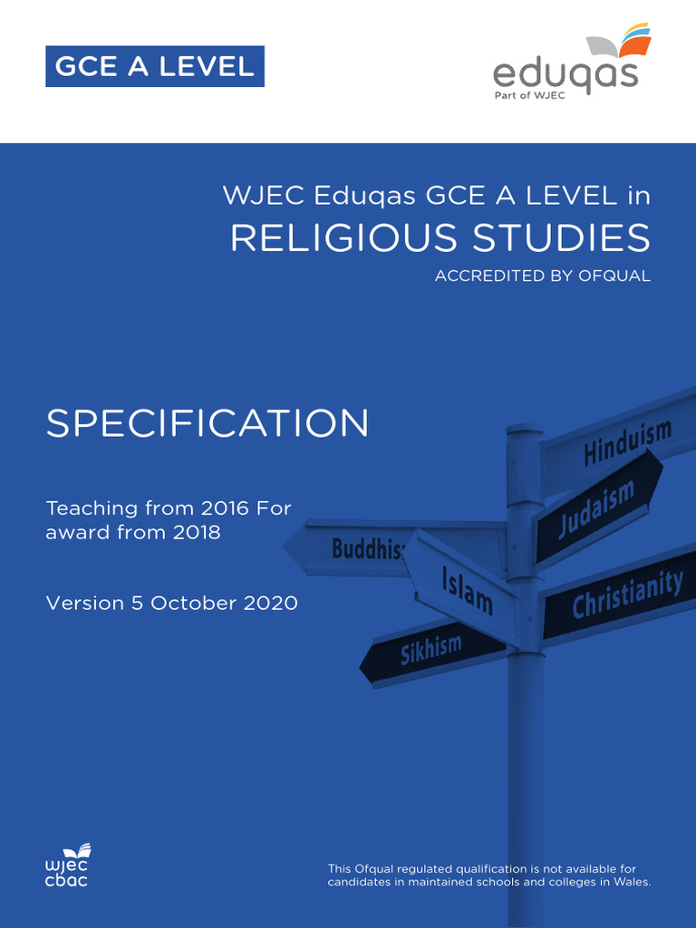 Eduqas A Level Religious Studies Spec From 2016 E 011020 PDF 