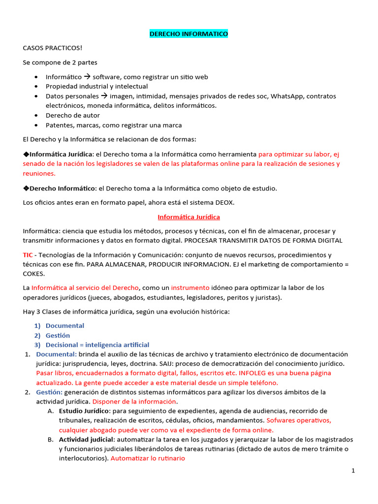 Derecho Informatico | PDF | Derechos de autor | Propiedad intelectual