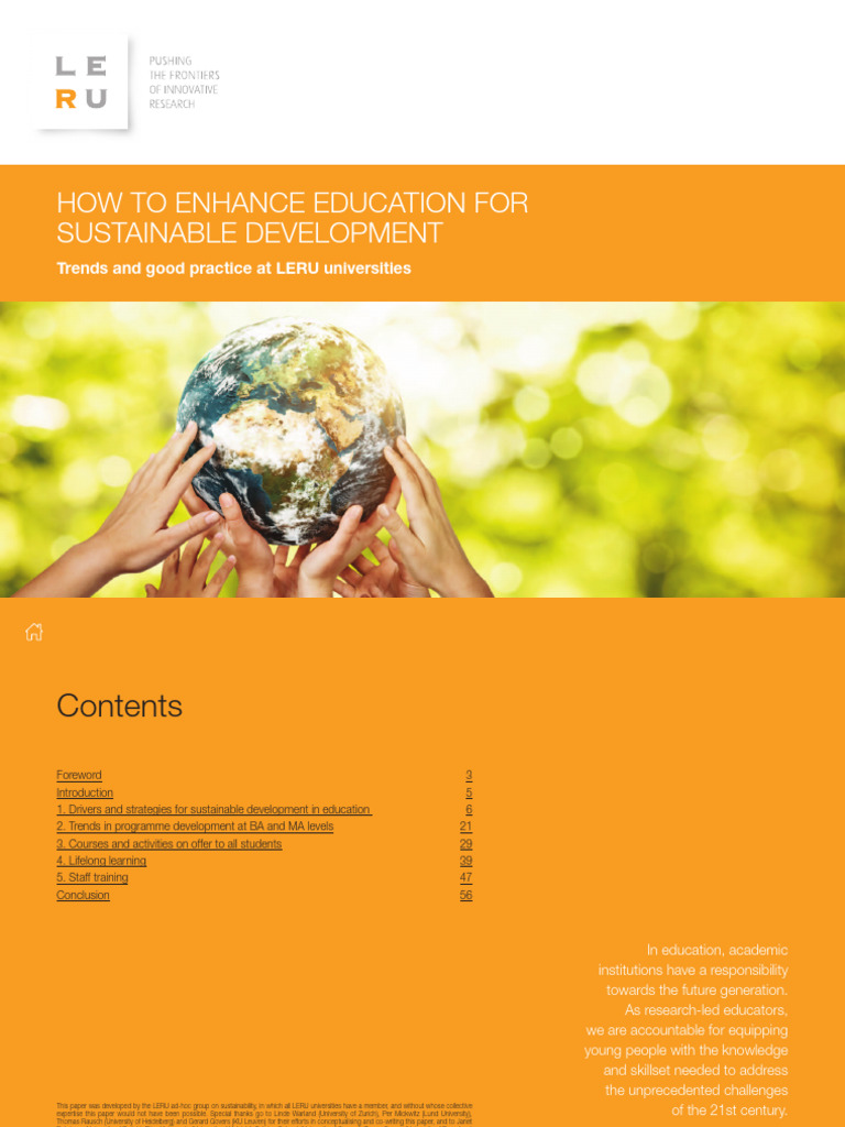 Enhancing Education for Sustainability | PDF | Sustainable Development ...