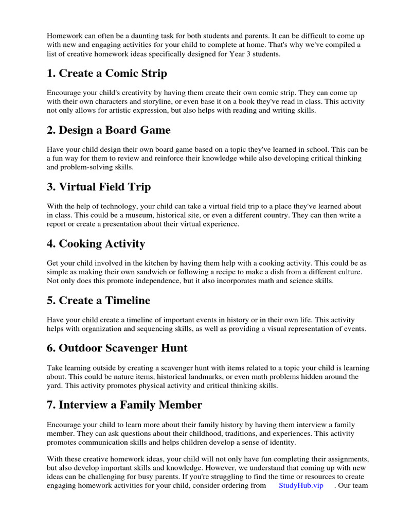 Creative homework ideas year 3 pdf homework theory