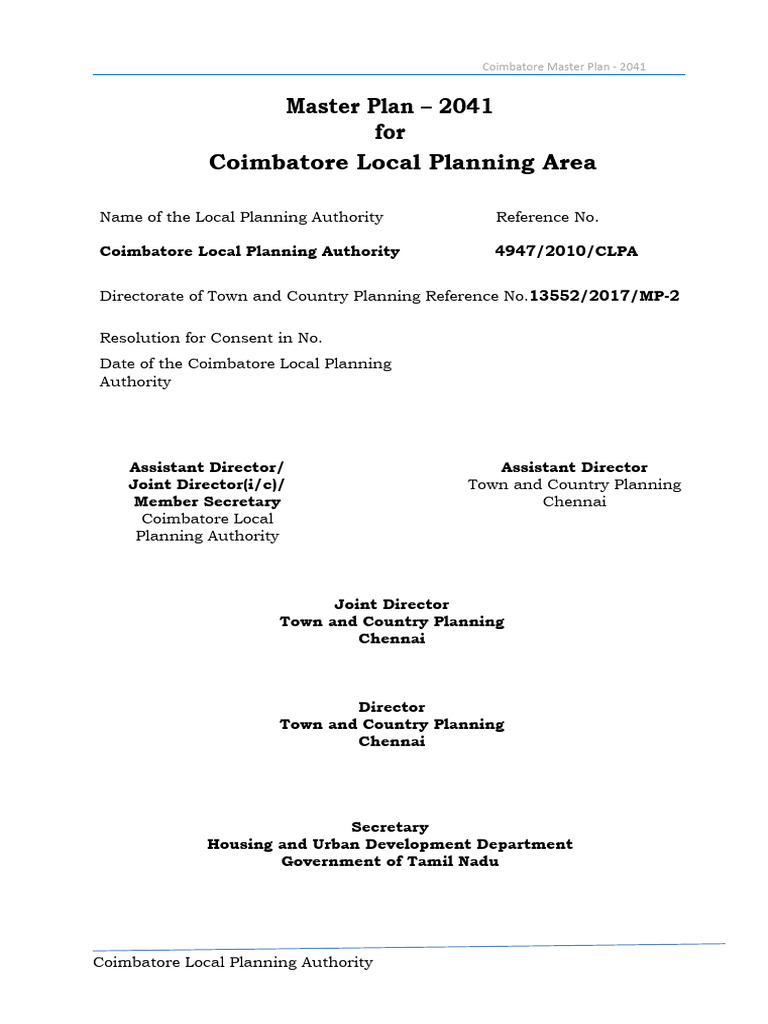 Coimbatore Master Plan | PDF