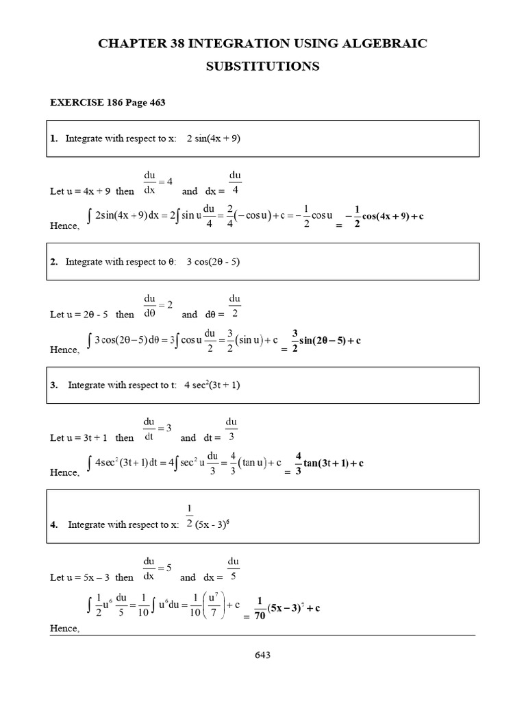 Algebraic Integration Exercises | PDF | Speed | Mathematical Objects