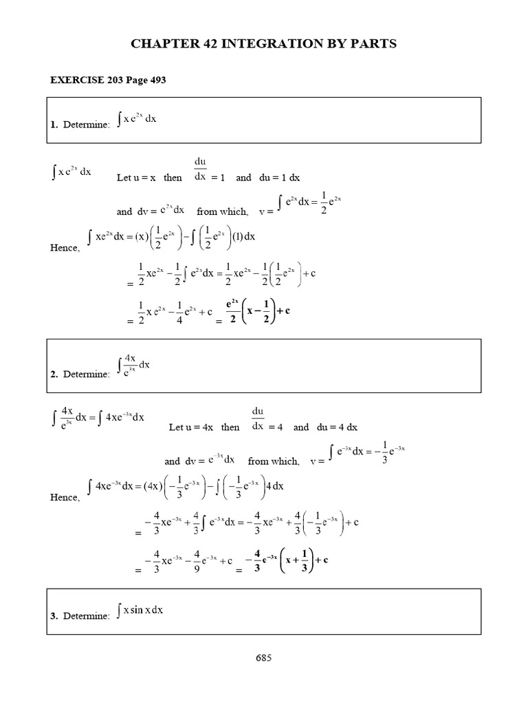 Integration by Parts Exercises | PDF | Applied Mathematics | Calculus