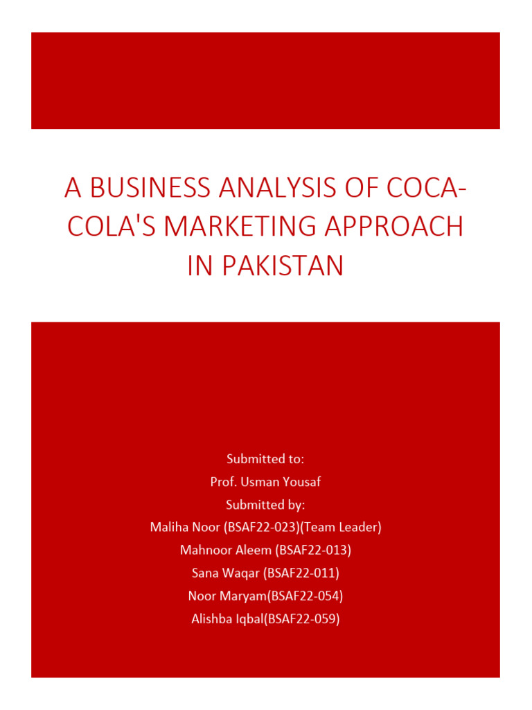 Coca-Cola Marketing Analysis in Pakistan | PDF | The Coca Cola Company ...