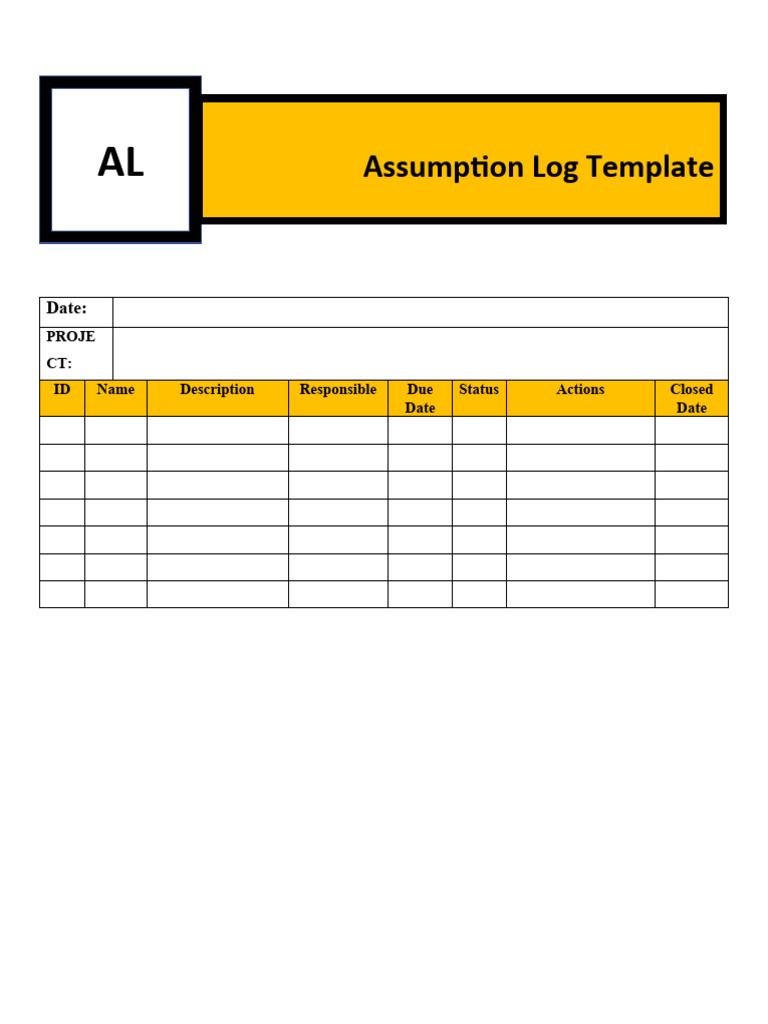 L07 Assumption Log Template PDF