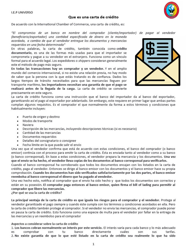 Guía de Cartas de Crédito para Comercio | PDF | Carta de crédito | Bancos