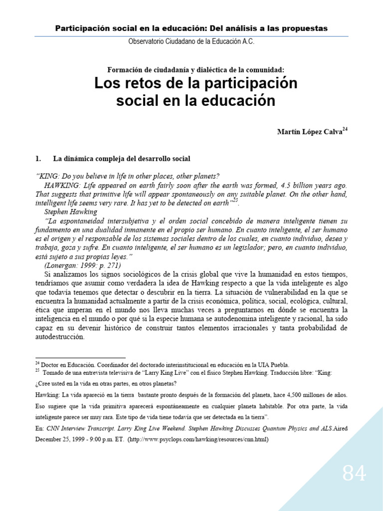 Los Retos de La Participación Social en La Educación OCE | PDF ...