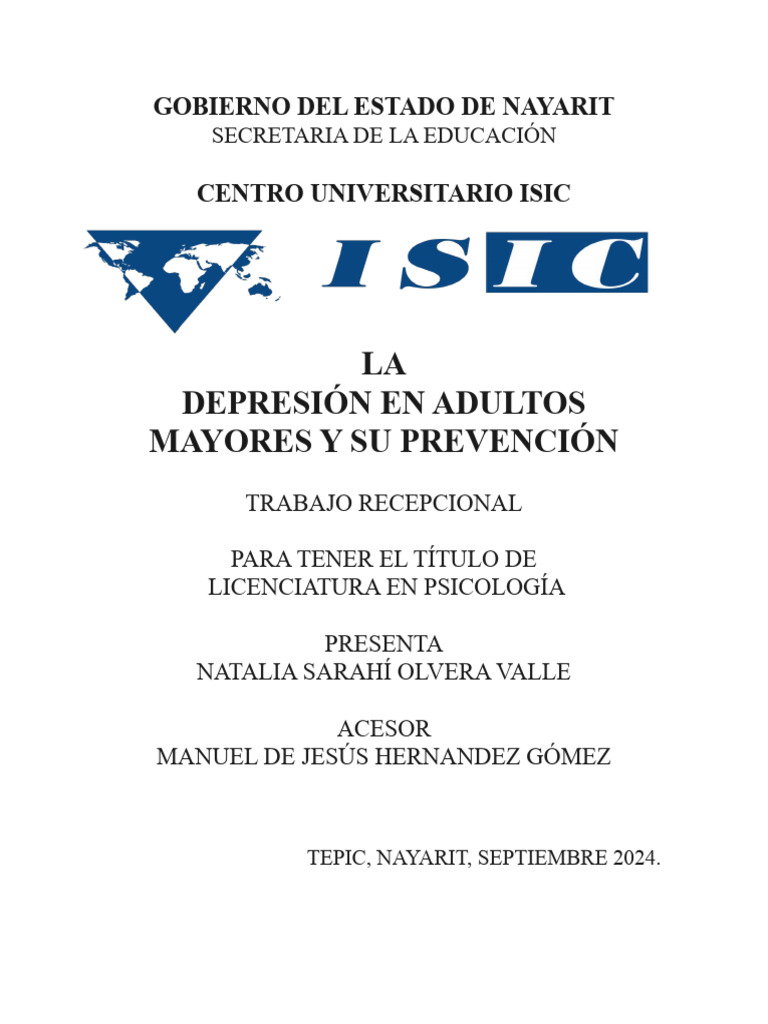 Depresión en Adultos Mayores: Prevención | PDF | Trastorno depresivo ...
