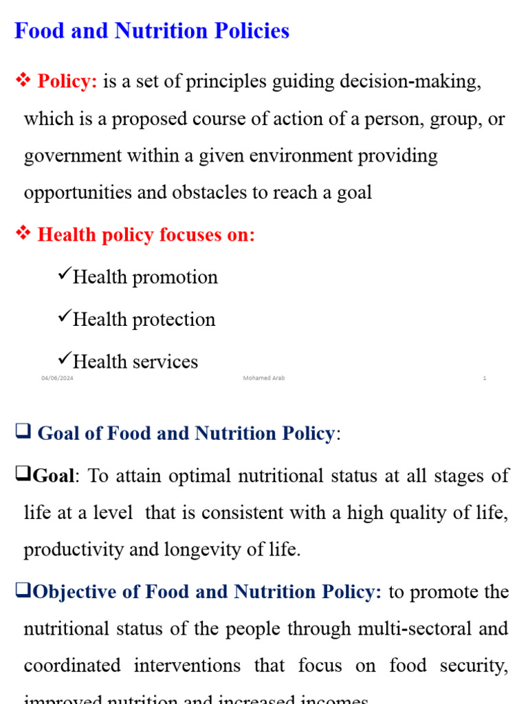 National Nutrition Policy Pdf
