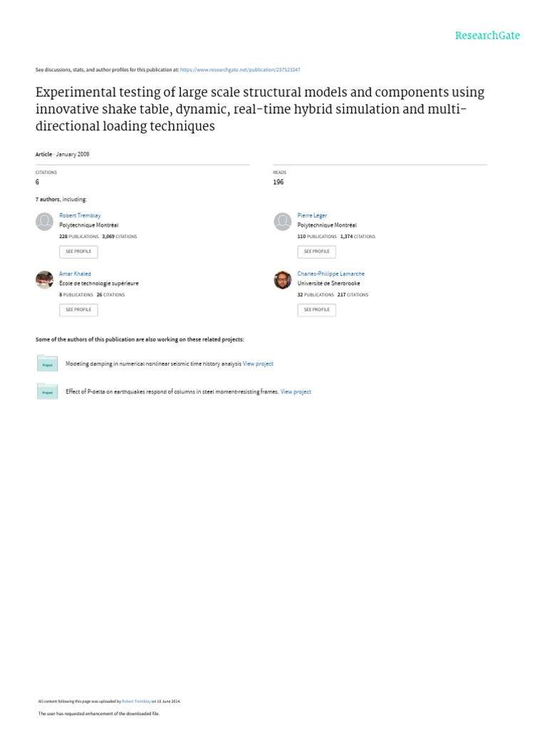 Experimental Testing of Large Scale Structural Mod | PDF | Beam ...