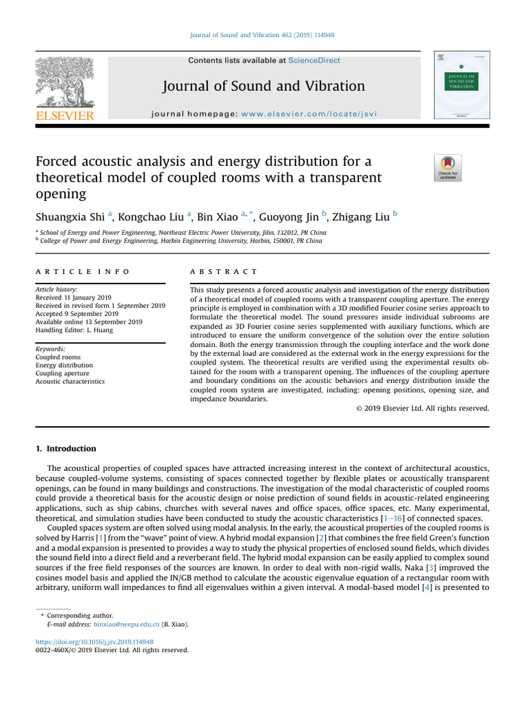 Forced Acoustic Analysis and Energy Distribution For A T - 2019 ...