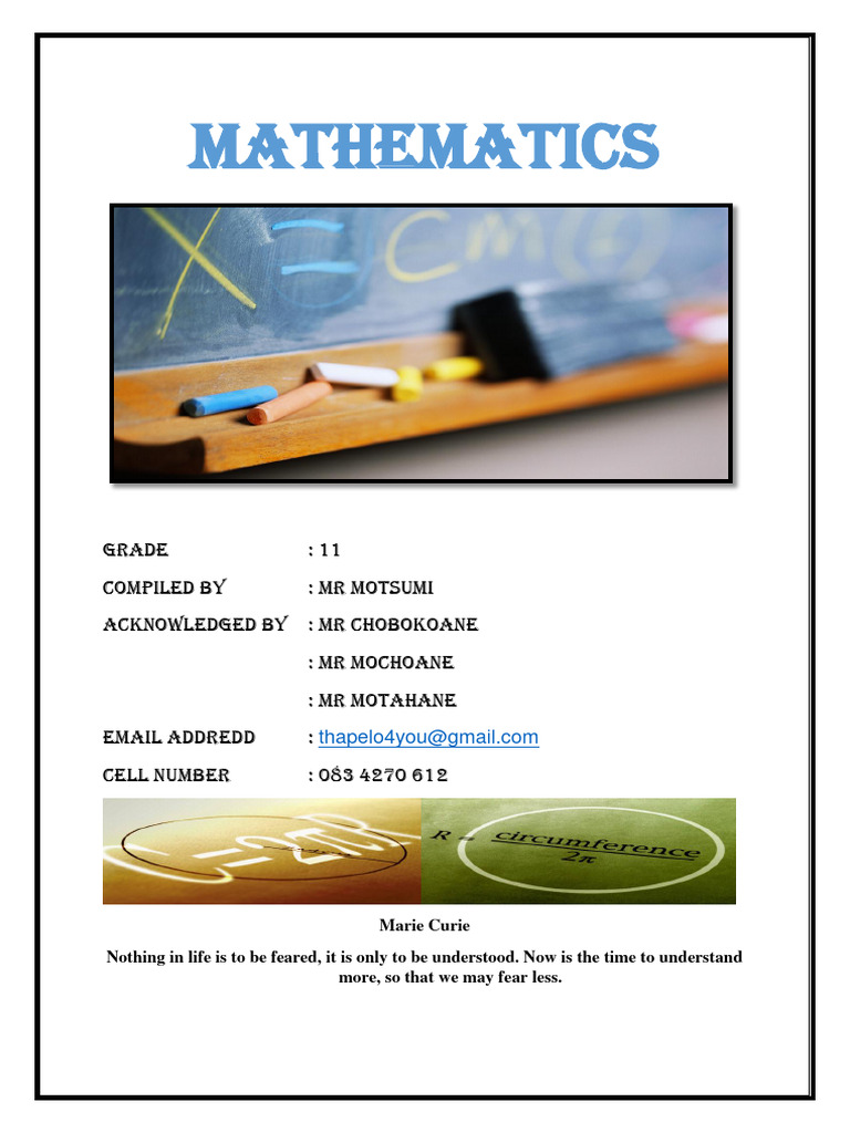 Grade 11 Mathematics Exam Guide | PDF | Quadratic Equation | Exponentiation