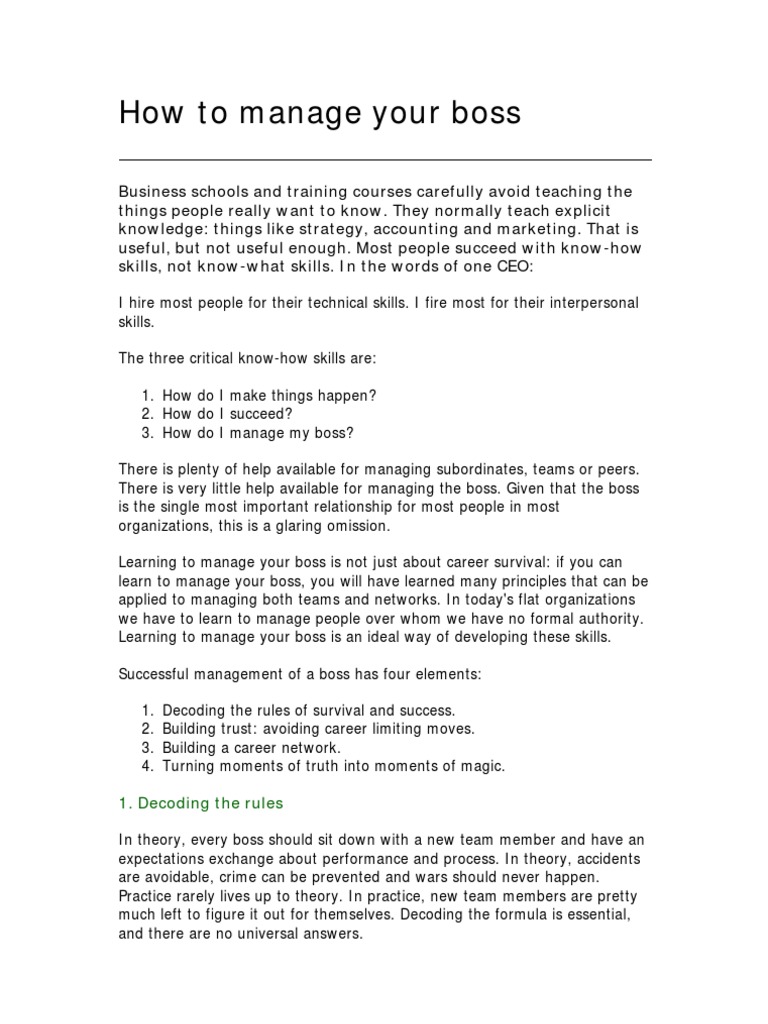 Mastering Boss Management Skills | PDF | Career & Growth