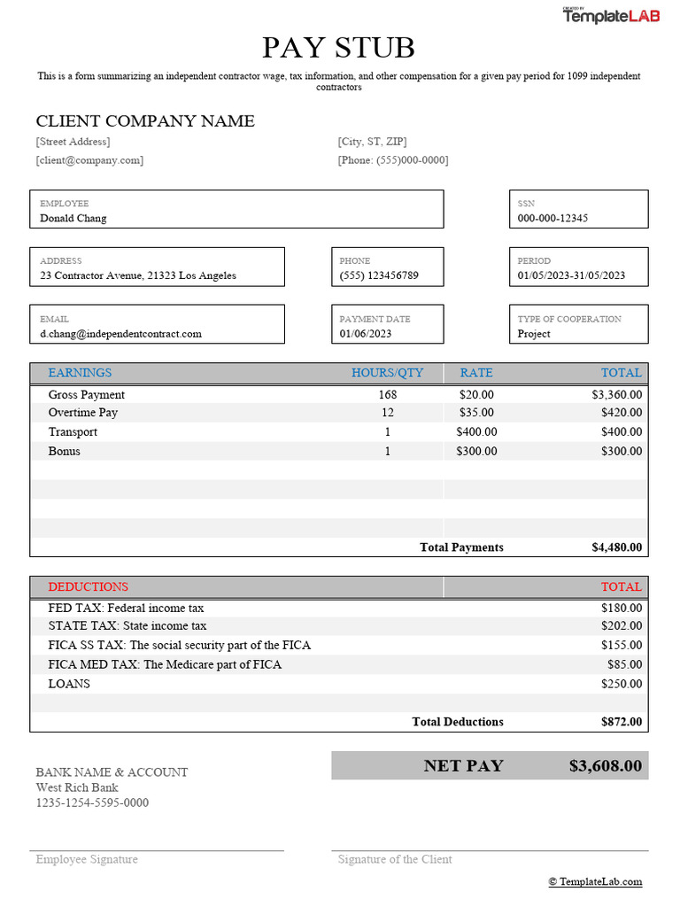 1099 Pay Stub Template Download Free PDF Economy Of The United