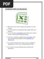 Introduction To Ms-Excel: Spreadsheet Data Pivot Tables Visual Basic For Applications