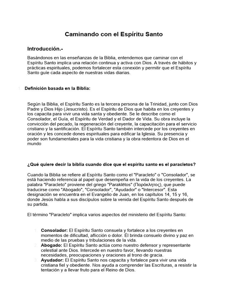 Caminando con el Espíritu Santo | PDF | espíritu Santo | Biblia