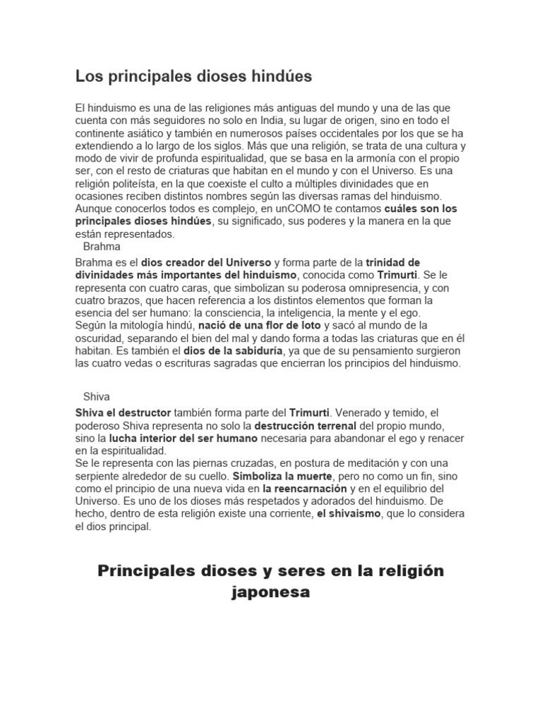 Los principales dioses PDF sintoísmo Deidades