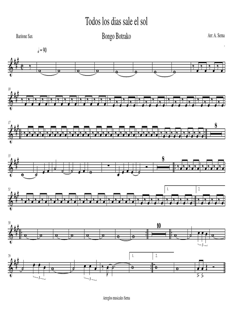 Todos Los Dias Sale El Sol - Arreglos Musicales Serna - Baritone Sax | PDF