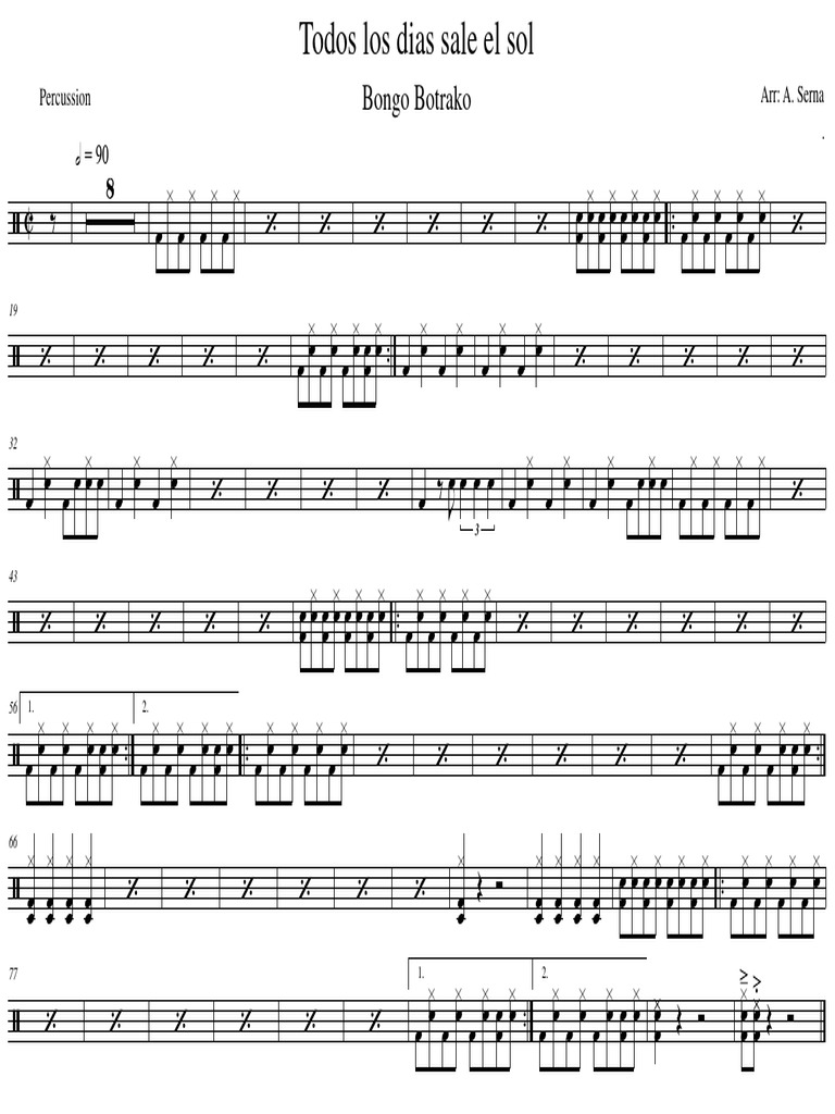 Todos Los Dias Sale El Sol - Arreglos Musicales Serna - Bombo | PDF ...