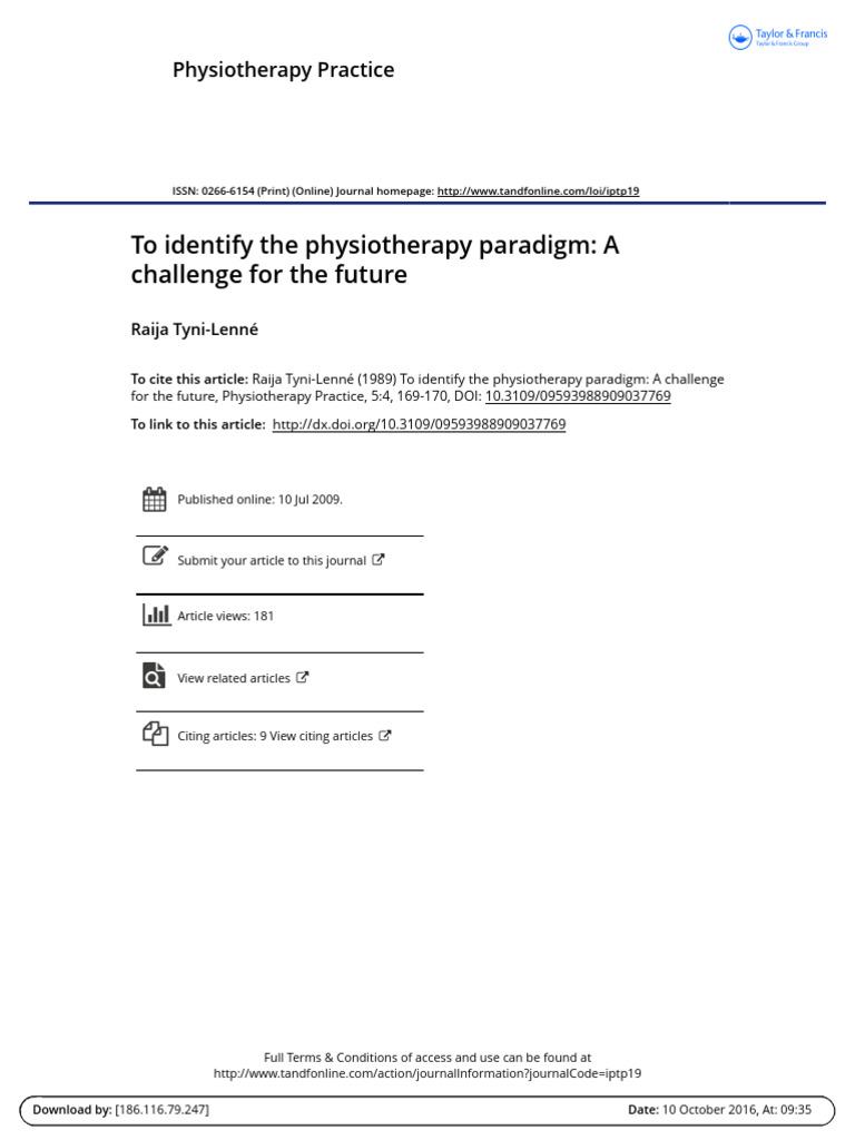 To Identify The Physiotherapy Paradigm | PDF | Physical Therapy | Paradigm