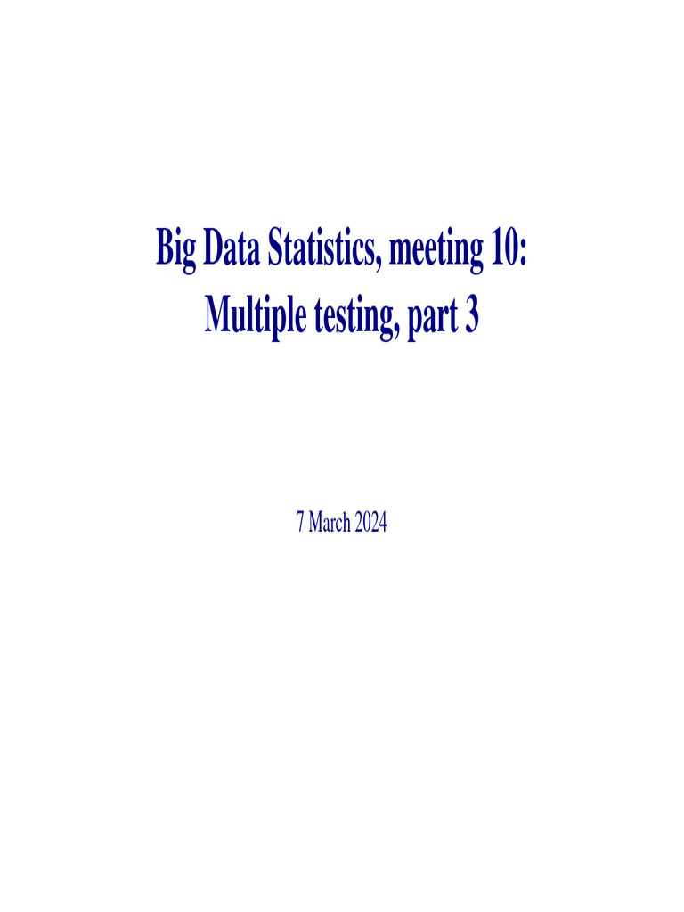 Lecture BDS 10-23-24 Print | PDF | P Value | Multiple Comparisons Problem
